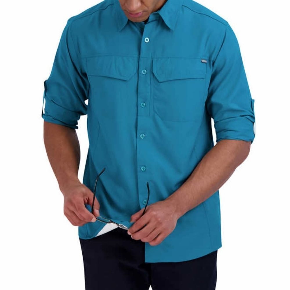 🔹️NWT Pacific Trail Green/Teal Woven Buttoned Long Sleeve Shirt Men's XLarge
